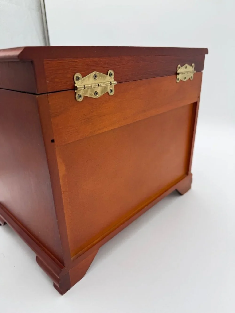 Wooden Jewelry Box With Four Drawers Mirrored Lid & Felt Lining - Vintage Look